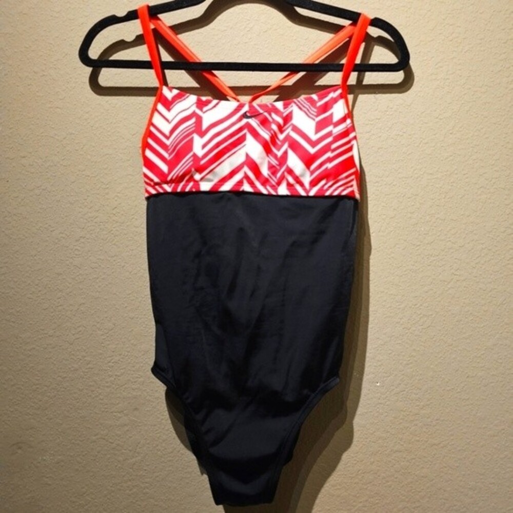 Nike Fastback One Piece Swimsuit Black and Red  Size 6